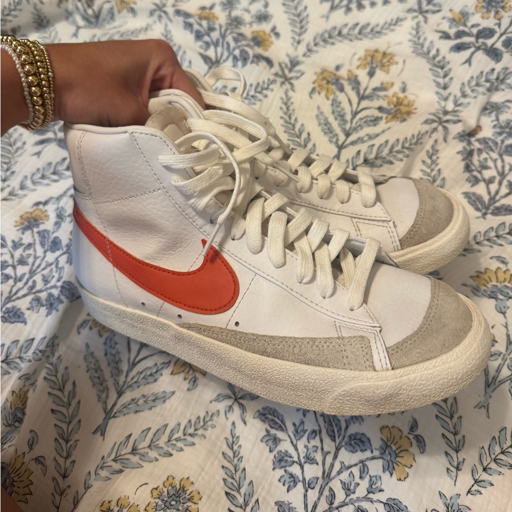 Custom White and Orange Blazer Sneakers
